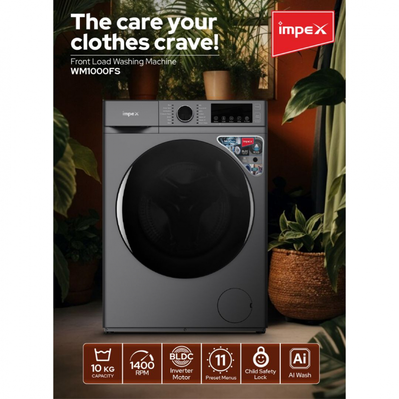 IMPEX 10 KG FRONT LOAD WASHING MACHINE | WM1000FS