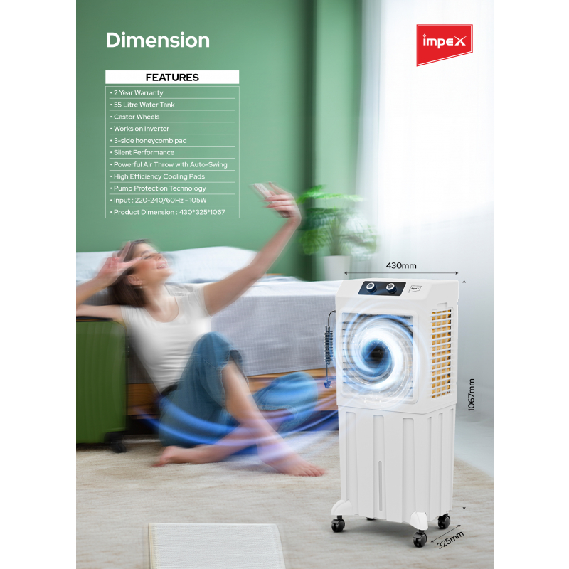 Impex 55 Ltr Air Cooler | FREEZO 55